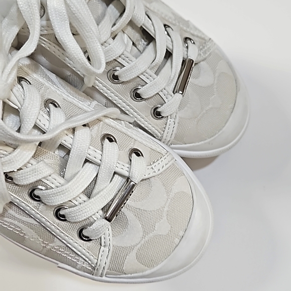 Coach Francesca logo canvas white sneakers women's size 7 - Picture 4 of 9